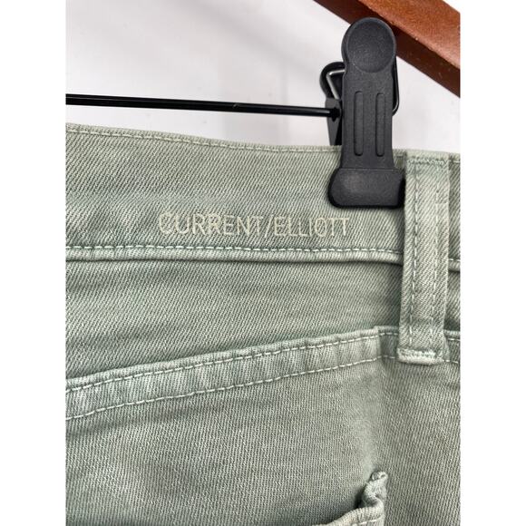 Current Elliot High Waist Stiletto Jeans Skinny Raw Cut Hem Sage Green Womens 32 - Picture 5 of 8